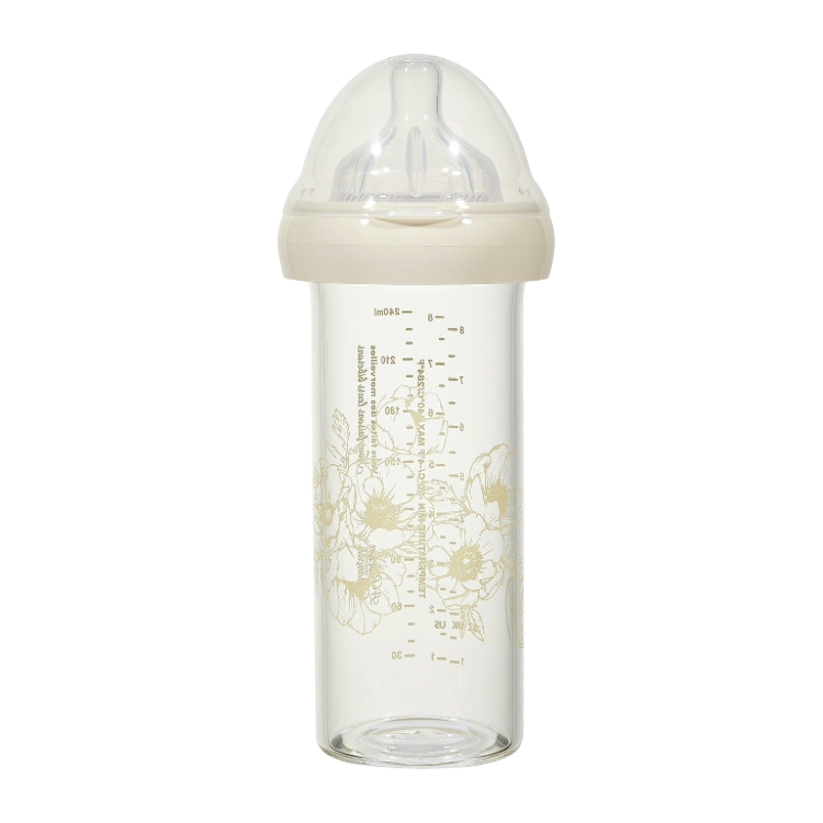 Glass Baby Bottle - Cotton Flowers 240ml