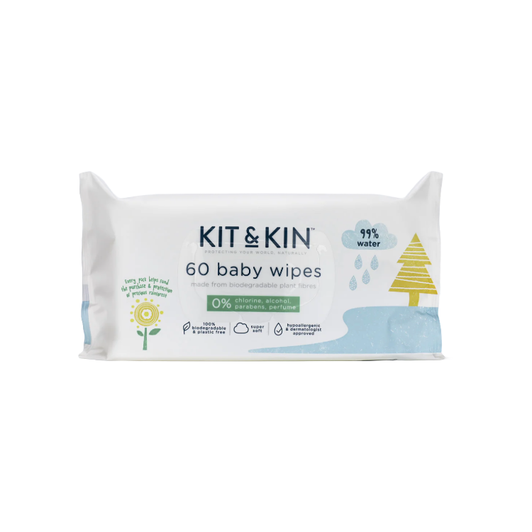 Biodegradable & Hypoallergenic Baby Wipes (60 pack)